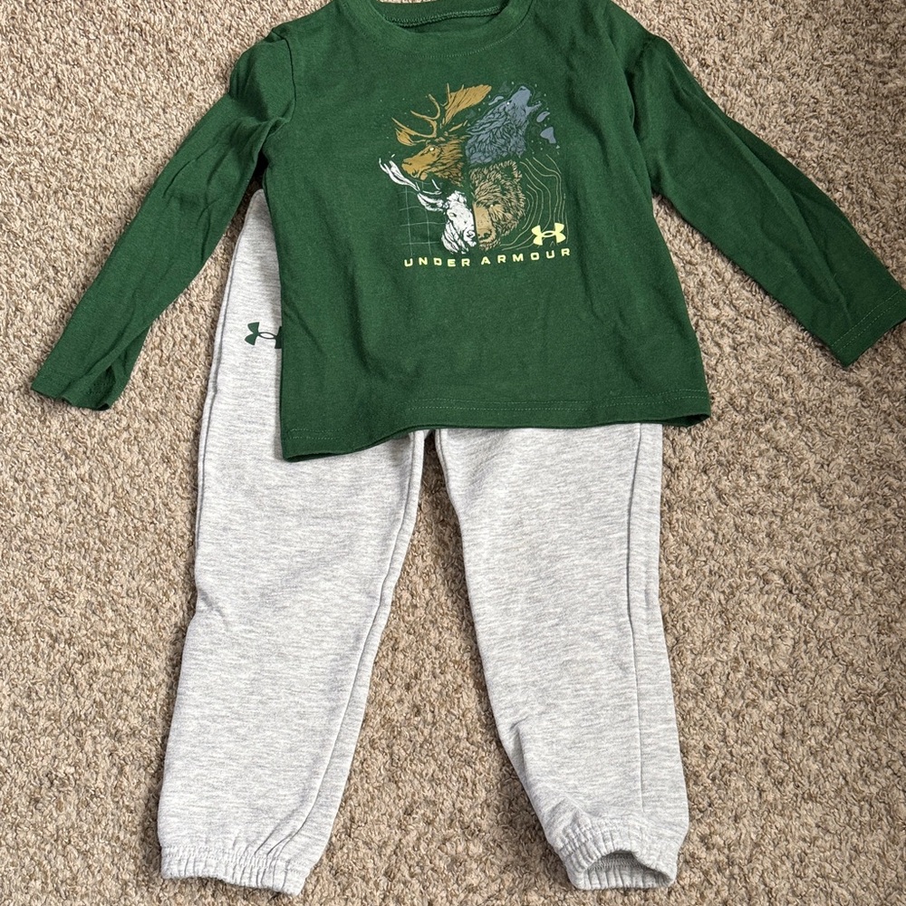 Under Armour Green and Gray Kids Matching Set 3t